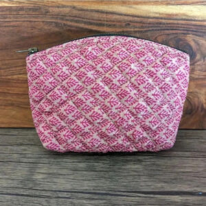 Tataa Kye Fabric Quilted  Zipped Hand Made Cosmetic Bag Floral Pink